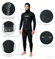 Combinaison de plongée professionnelle en néoprène 3 mm camouflage 2 pièces avec capuche, coutures thermosoudées haute élasticité pour la pêche sous-marine et la plongée libre