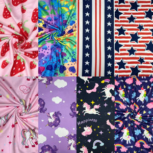 定制卡通印花针织面料180GSM弹力针织氨纶面料双拉丝儿童微针织面料 - Product Image 1