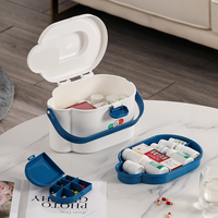 Boîte de rangement en plastique rectangulaire pour la maison et les voyages, trousse de premiers soins, boîte médicale, capacité de 10 kg, 3-6 L, boîte à pilules amovible