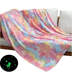 Soft kids glow in the dark coperta 50*60 unicorni regali di natale per ragazze