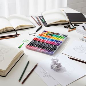 12/24/36/48/60/72/100/120/132 Color Double Head Dual Tip Watercolor Permanent Empty Personalized Markers Pen Cartoon Art - Product Image 4