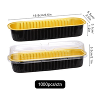Paquet UE de tasses à pâtisserie rectangulaires jetables de couleur personnalisée 6.8oz mini moules à pain couvercles noir or feuille d'aluminium moules à muffins conteneur