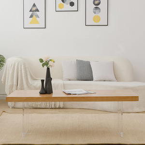 ModHomi Modern Style Floating Coffee <strong>Tables</strong> Rectangular Solid Wood Coffee <strong>Table</strong> With <strong>Clear</strong> Acrylic Base Legs <strong>Table</strong> for Home - Product Image 2