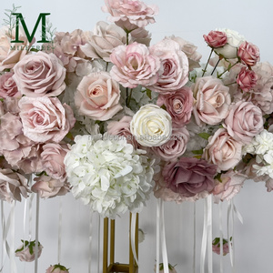 Chemin de table en fleurs de soie rose haut de gamme, cercle de fleurs artificielles personnalisé pour la décoration de table d'événement de mariage - Product Image 3