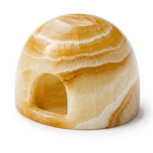 Support de bougie chauffe-plat en onyx ambre naturel, fait main, en forme d'igloo, en pierre, vente en gros, logo personnalisé, décoration spa et maison - Product Image 1