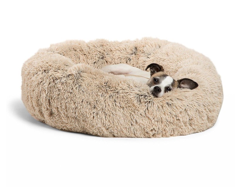 Amazon Hot sale faux fur Donut Round Pet Bed Soft Plush and Warm dog bed soft washable cat bed
