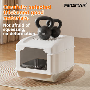 Große Katzentoilette aus Edelstahl mit geschlossenem Design, Sandwanne, Anti-Spritz-Funktion und Kunststoff-Reinigungsbad - Product Image 6