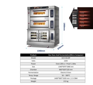 <span class=keywords><strong>Forno</strong></span> <span class=keywords><strong>Pizza</strong></span> a Gas Professionale Attrezzatura da <span class=keywords><strong>Forno</strong></span> a GPL con Cella di Lievitazione 4 Teglie e 8 Griglie <span class=keywords><strong>per</strong></span> Lievitazione - Product Image 2