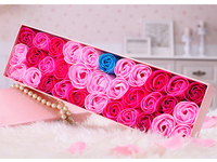 AYOYO Fleurs de bain artificielles 33 pièces par boîte, roses à 3 couches, fleurs de savon de 5 cm, roses en mousse de savon