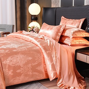 Cómodas sábanas de edredón con estampado para dormir, juego de tres o cuatro piezas para el hogar con fundas de almohada, juego de cama de Jacquard satinado - Product Image 1