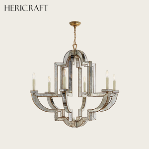 6-<b>Light</b> Brass Chandelier Vintage Luxury Pendant <b>Light</b> <b>LED</b> Hanging <b>Light</b> <b>for</b> Living <b>Room</b> Dining Kitchen 110V - Product Image 2