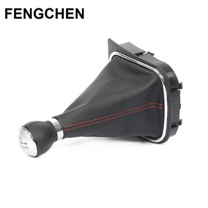Couvercle de levier de vitesse en cuir pour Volkswagen Sagitar, 5 ou 6 vitesses, transmission manuelle, noir avec surpiqûres rouges - Product Image 3