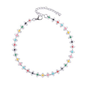 Collier, bracelets et ras-de-cou unisexes en acier inoxydable émaillé avec chaîne à motifs oculaires colorés - Product Image 1