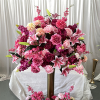 IFG Vente Flash Boule de fleurs artificielles en soie rose fuchsia de 70 cm de diamètre, pleine de lys, pour centre de table de mariage