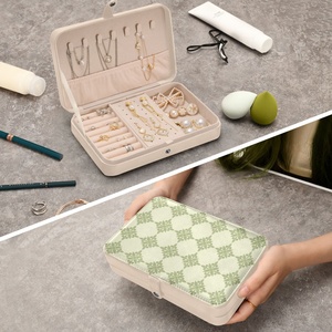 Rectangle Hawaiian Quilt Flower <b>Small</b> PU Leather Portable Ring Necklace Jewelry Storage <b>Box</b> Custom Organizer Jewelry Case - Product Image 4