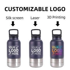 Custom logo 32oz Portable Stainless Steel Pet Feeder Outdoor Travel Bowl Insulated <b>Dog</b> 3 in 1 Detachable Water <b>Bottle</b> with Lid - Product Image 6