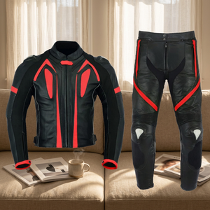 Traje de Motociclismo Personalizado Unisex, Transpirable, Resistente al Viento, Talla Grande, de Cuero Vacuno Negro, 2 Piezas, con Impresión Digital - Product Image 2