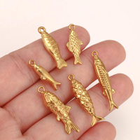 Charmes en acier inoxydable en forme de poisson marin, hypoallergéniques, grands pendentifs en forme de poisson 3D pour collier, bracelet, fabrication de bijoux