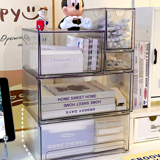 SP Acrylic Transparent Desktop for Skincare Product Storage Smooth Pull-Out Drawer Fully-Pulled Cosmetics Storage Box