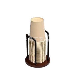 Porte-gobelets en bois massif, organisateur de bureau rond empilable pour le rangement des boissons - Product Image 2