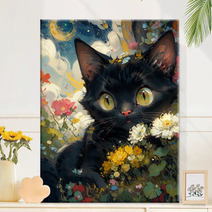 Pintura de gato <span class=keywords><strong>Van</strong></span> <span class=keywords><strong>Gogh</strong></span> <span class=keywords><strong>por</strong></span> números DIY pintura al óleo Digital pintada a mano acrílico relleno gato curación Animal de color - Product Image 4