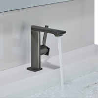 Robinet de lavabo en laiton durable, anti-décoloration, avec logo personnalisable, design élégant, mitigeur à poignée unique