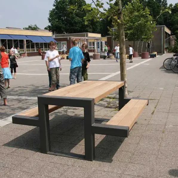 Table de pique-nique en bois de rue commerciale, banc de parc Public, ensemble de Table de pique-nique en bois