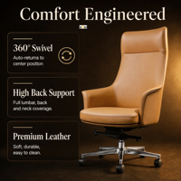 Fauteuil lounge moderne en cuir en gros |   Fauteuil de loisirs pivotant à dossier haut de style nordique avec pieds en métal massif, couleur personnalisable pour hôtel