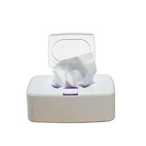 Boîte de rangement rectangulaire portable, boîte de rangement de mouchoirs blancs en plastique avec couvercles de bureau, distributeur de lingettes humides multi-usages, étui de serviette humide pour bébé