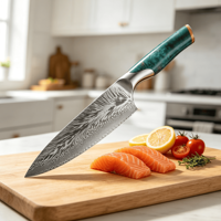 67-laags Damascus VG10 staal ambidexter modern minimalistisch koksmes Santoku-stijl groentehakmes vleesmes