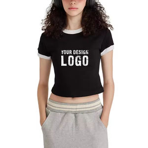 Street Hip Hop Round Neck Vintage Cropped Women <b>T</b> <b>Shirt</b> Outdoor Casual Contrast Color Spice Girl Crop <b>Lady</b> <b>T</b> <b>Shirts</b> - Product Image 4