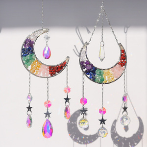 Atrapasueños de Cristal de Alta Calidad al por Mayor, Atrapasueños de Luna de 7 Chakras, Campanilla de Viento de Cristal - Product Image 1