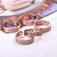 Bague Classique de Haute Qualité, Anneau Magnétique Vintage en Cuivre, Anneaux en Cuivre Ajustables Personnalisés pour Femmes et Hommes, Sains et Écologiques