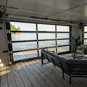 <span class=keywords><strong>Porte</strong></span> <span class=keywords><strong>de</strong></span> <span class=keywords><strong>garage</strong></span> en verre trempé avec cadre en aluminium <span class=keywords><strong>de</strong></span> style moderne, belle <span class=keywords><strong>porte</strong></span> française en verre antivol avec moteur - Product Image 3