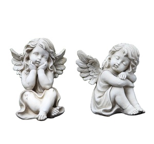 Statua di angelo In resina seduta angelo di preghiera In memoria ragazza bambino regalo ispiratore regalo di grazia angelo di preoccupazione - Product Image 1