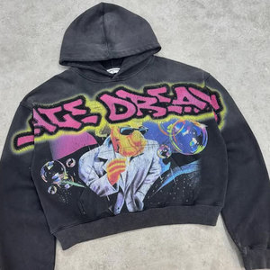 Sudadera con Capucha de Corte Cuadrado, Cuello Redondo, Impresión Digital DTG Completa, Diseño Gráfico Personalizado, Hombros Caídos, Algodón Grueso 100%, Ajuste Holgado - Product Image 5