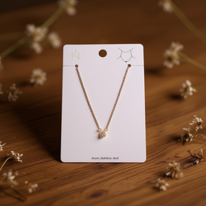 Collar de diamantes redondos de acero inoxidable con colgante de 12 mm para mujer - Product Image 2