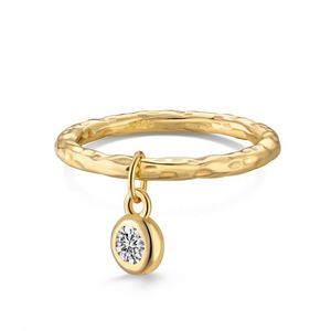 Dylam Simplicity Design Fine Charm 22K Gold Plated 925 Sterling Silver <b>Wedding</b> Band Dangle 5A <b>Cubic</b> <b>Zirconia</b> Women Jewelry <b>Rings</b> - Product Image 1