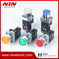 Bouton-poussoir momentané NIN 22 mm à tête autobloquante, vert, entièrement éclairé par LED, en alliage de zinc, 1NC 1NO, borne à vis, IP65