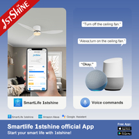 Ventilateur de plafond intelligent 1stshine à montage encastré avec pales en ABS, télécommande, design moderne professionnel, éclairage LED, directement de l'usine