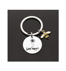 נירוסטה דבורה שמחה Keyring Keychain מתנה עם דבורה תליון עבור אמא דודה בת אחיינית חברים - Product Image 2