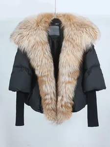 OFTBUY <span class=keywords><strong>Doudoune</strong></span> matelassée pour femme avec garniture en vraie fourrure <span class=keywords><strong>de</strong></span> renard, coupe oversize, manches lanternes, vente en gros, OEM, faible MOQ, expédition rapide, hiver - Product Image 6