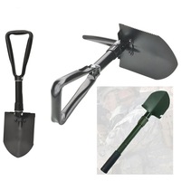 Mini pelle pliante industrielle en acier à haute teneur en carbone, portable, légère, pour survie tactique en extérieur, outil de déneigement et de tranchette, noire