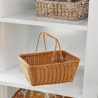 XL Hot Selling Geweven Kunststof Rattan Keuken Opbergmand voor Brood, Fruit, Groenten & Eieren met Handvat - Modern Eenvoudig Design