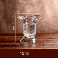 Tasse en verre rétro style Empereur Chinois - Tasse à café et verre à vin créatifs à 3 pieds pour Latte glacé, Americano, Spiritueux