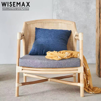 WISEMAX FURNITURE - Meubles de salon de style nordique - Chaise en rotin artisanale avec accoudoirs - Ensemble de table d'appoint pour la maison