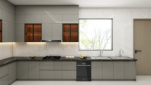 Armoires de cuisine modernes personnalisables avec plan de travail en marbre, design fonctionnel, style calme et élégant pour appartement - Product Image 3