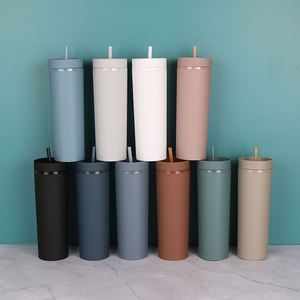 BPA FREE <b>Rubber</b> <b>Paint</b> Double-Layer UV Printed Plastic High-Quality Student Straight 16Oz Reusable Water Tumbler Cup With Straw - Product Image 3