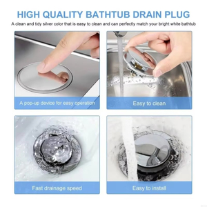 Tapón de <span class=keywords><strong>Bañera</strong></span> Moderno de Latón, Tipo Empujar, Recolector de Cabello para Drenaje de Ducha, Tapón <span class=keywords><strong>Universal</strong></span> para <span class=keywords><strong>Bañera</strong></span>, Negro, Fácil de Limpiar - Product Image 3