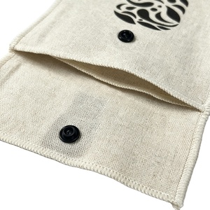 Factory Price Eco Cotton Linen Custom Design <b>Envelope</b> Button Jewelry Pouch with Compartment - Product Image 5